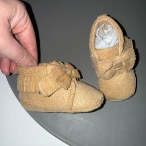 Soft Sole Crib Shoe Moccasin Style with Velcro Bow Closure